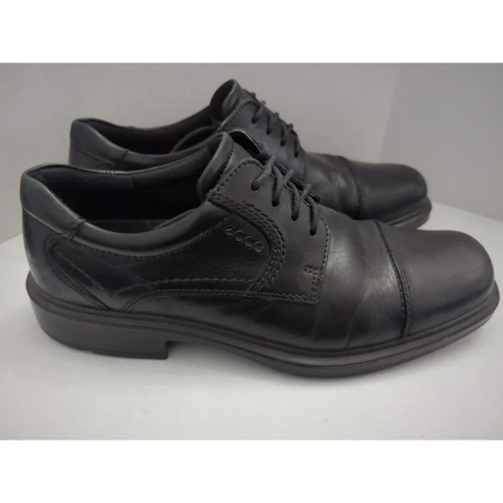 Ecco Helsinki Black Leather Lace Up‎ Oxfords Cap Toe Men's Size 43 US 9-9.5